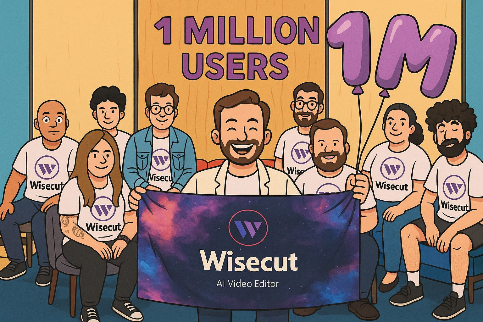 The Wisecut team celebrating one million users